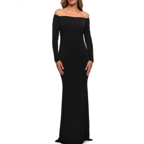 Nwt La Femme - 28054 Off Shoulder Long Sleeves Dress - Size 12
